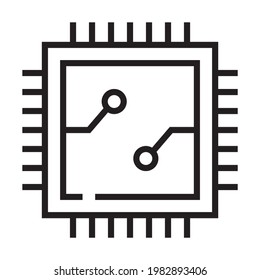 Computer hardware for mining outline icon isolated on white background.