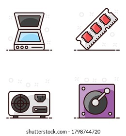 Computer Hardware in Modern Flat Style Pack 