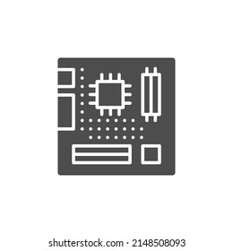 Computer hardware, motherboard icon. Line, glyph and filled outline colorful version, motherboard slot outline and filled vector sign. Symbol, logo illustration. Different style icons set