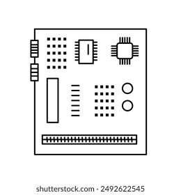 Computer hardware, motherboard icon vector, simple flat linear illustration on white background..eps
