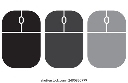 Computer hardware Mouse Icons set. Computer mouse icons vector. Left and right click vector. Icons set of pressing different mouse buttons for PC. Mouse wheel scroll