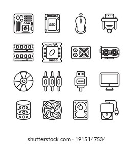 Computer and Hardware Outline Icons - Stroked, Vectors