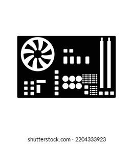 Computer hardware part motherboard icon | Black Vector illustration |