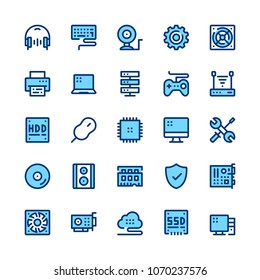 Computer hardware, PC parts line icons set. Modern graphic design concepts, simple symbols, pictograms collection. Minimal thin line design. Premium quality. Pixel perfect. Vector outline icons