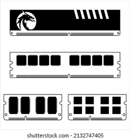 Computer hardware, RAM icon vector illustration.