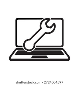 Ícone de conceito de reparo de hardware de computador, solução de problemas de laptop e manutenção de software.