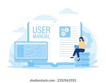 Computer hardware user manual trending concept flat illustration