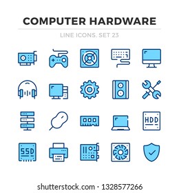 Computer hardware vector line icons set. Thin line design. Outline graphic elements, simple stroke symbols. Computer icons