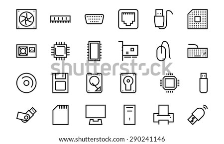 Computer Hardware Vector Line Icons 1