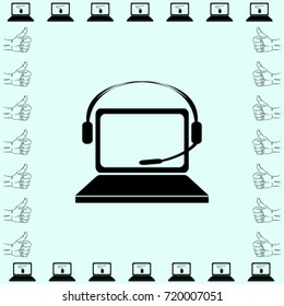 computer and the headphones icon, support vector illustration