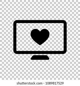 computer and heard. simple icon. On transparent background.