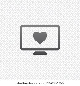 computer and heard. simple icon. On grid background