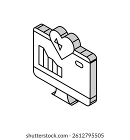 computer heart cardio isometric icon vector. computer heart cardio sign. isolated symbol illustration