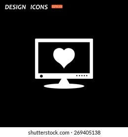 computer and heart, cyber-love symbol. icon. vector design