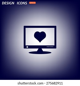 computer and heart, cyber-love symbol. icon. vector design