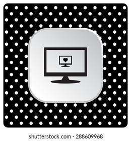computer and heart, cyber-love symbol. icon. vector design