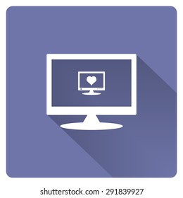 computer and heart, cyber-love symbol. icon. vector design