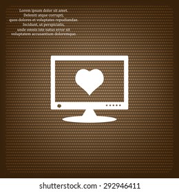 computer and heart, cyber-love symbol. icon. vector design