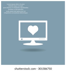 computer and heart, cyber-love symbol. icon. vector design