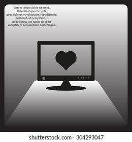 computer and heart, cyber-love symbol. icon. vector design