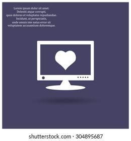 computer and heart, cyber-love symbol. icon. vector design