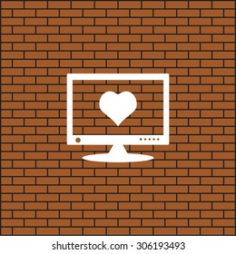 computer and heart, cyber-love symbol. icon. vector design