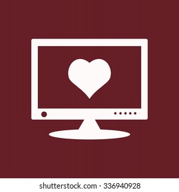 computer and heart, cyber-love symbol. icon. vector design