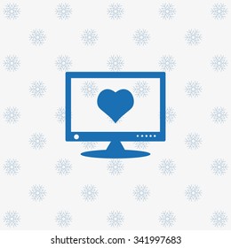 computer and heart, cyber-love symbol. icon. vector design