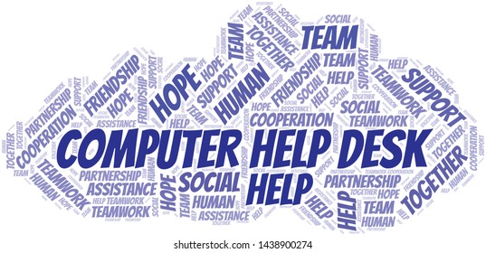 Computer Help Desk word cloud. Vector made with text only.