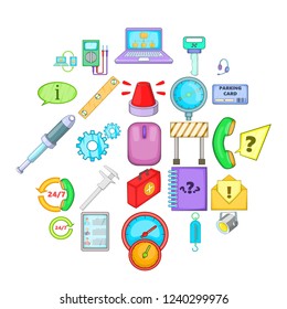 Computer help icons set. Cartoon set of 25 computer help vector icons for web isolated on white background