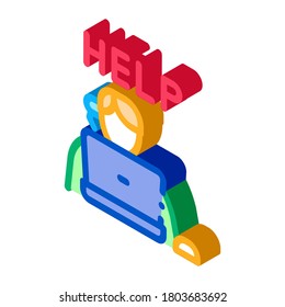 computer help service icon vector. isometric computer help service sign. color isolated symbol illustration