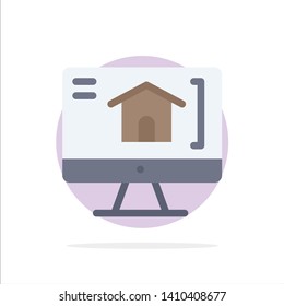 Computer, Home, House Abstract Circle Background Flat color Icon
