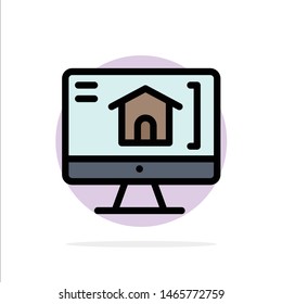 Computer, Home, House Abstract Circle Background Flat color Icon. Vector Icon Template background