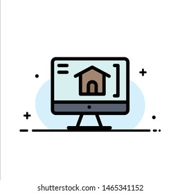 Computer, Home, House  Business Flat Line Filled Icon Vector Banner Template. Vector Icon Template background