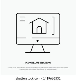 Computer, Home, House Line Icon Vector