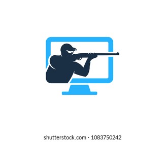Computer Hunting Icon Logo Design Element