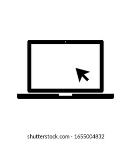 computer icon with arrow cursor on white screen isolated on white background. vector illustration