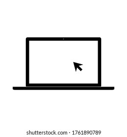 computer icon with arrow cursor on white screen isolated on white background. vector illustration