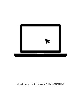 computer icon with arrow cursor on white screen isolated on white background. vector illustration