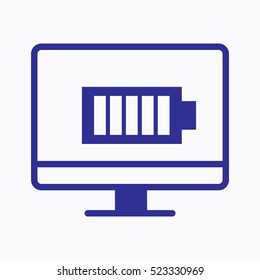 Computer Icon and Battery Symbol Outline Vector Design Symbol