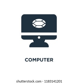 Computer icon. Black filled vector illustration. Computer symbol on white background. Can be used in web and mobile.