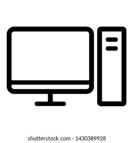 Computer icon with black line style. Isolated gadget illustration vector