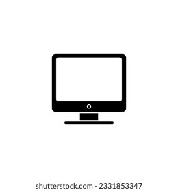 computer icon in black on a white background, monitor or personal computer