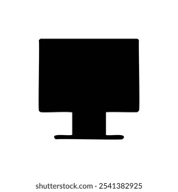 Icono de la computadora. Negro sobre fondo blanco. Estilo plano. Ilustración vectorial.