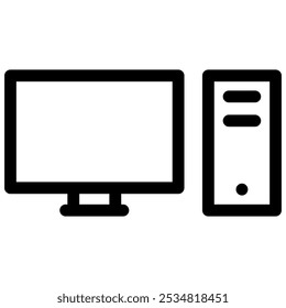 computer icon with black outline style