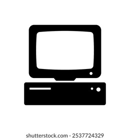 Computer icon. Black silhouette. Front view. Vector simple flat graphic illustration. Isolated object on white background. Isolate.