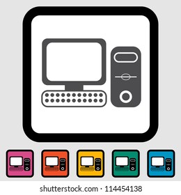 Computer icon, black silhouette. Vector illustration EPS 8.