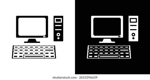 Computersymbol schwarze Silhouette für Web und mobile App