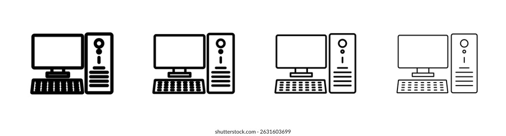 Ícone de computador em preto. Ilustração vetorial para design gráfico