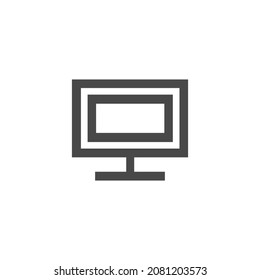 Computer Icon Black and White Vector Graphic